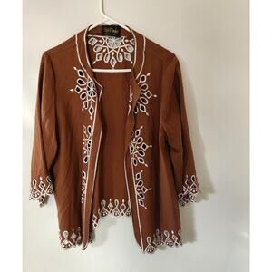 Bob Mackie Wearable Art Vintage Blazer  Women Sz M Brown Embroidered